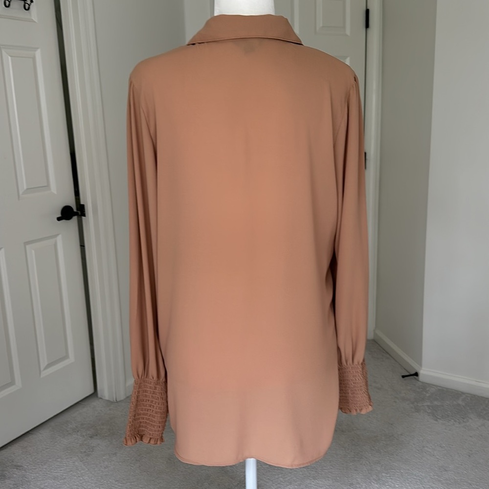 Express Camel Button Down Blouse - image 5